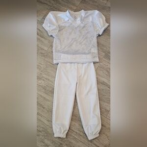 White Mesh Baseball Top and Pants Set